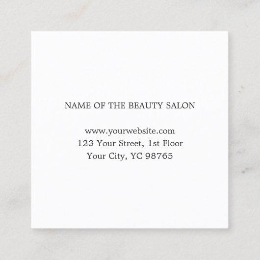 Elegant minimalistisch wit Faux Gold Hairdresser Vierkante Visitekaartje (Achterkant)