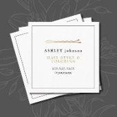 Elegant minimalistisch wit Faux Gold Hairdresser Vierkante Visitekaartje