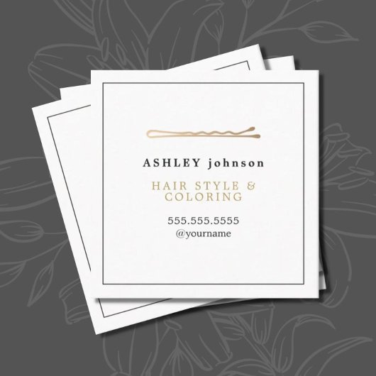 Elegant minimalistisch wit Faux Gold Hairdresser Vierkante Visitekaartje