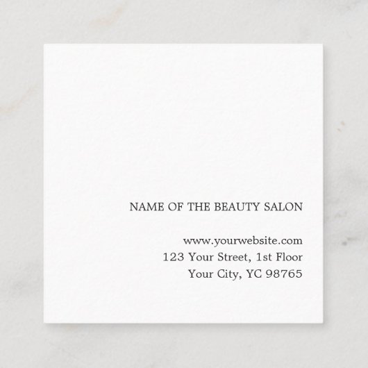 Elegant minimalistisch wit Faux Gold Hairdresser Vierkante Visitekaartje (Achterkant)