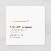 Elegant minimalistisch wit Faux Gold Hairdresser Vierkante Visitekaartje (Voorkant)