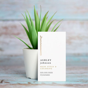 Elegant minimalistisch wit Faux Gold Hairdresser Visitekaartje