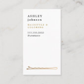 Elegant minimalistisch wit Faux Gold Hairdresser Visitekaartje (Voorkant)