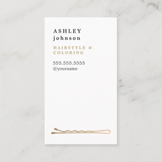 Elegant minimalistisch wit Faux Gold Hairdresser Visitekaartje (Voorkant)