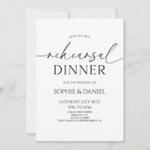 Elegant minimalistisch wit zwart repetitie diner kaart (Voorkant)