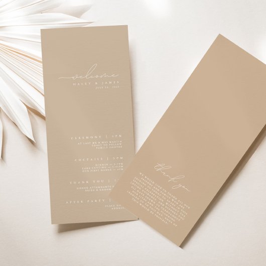 Elegant-minimalistisch witbruiloft- en beige wedde menu