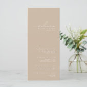 Elegant-minimalistisch witbruiloft- en beige wedde menu (Staand voorkant)
