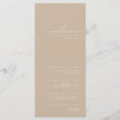 Elegant-minimalistisch witbruiloft- en beige wedde menu (Voorkant)
