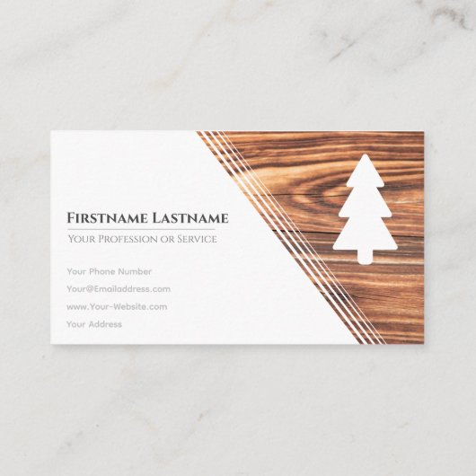 Elegant minimalistisch witte bomen bruin hout visitekaartje (Achterkant)