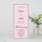 Elegant Minimalistisch Zachte Roze Huwelijksprogra (Staand voorkant)