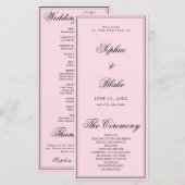 Elegant Minimalistisch Zachte Roze Huwelijksprogra (Voorkant / Achterkant)