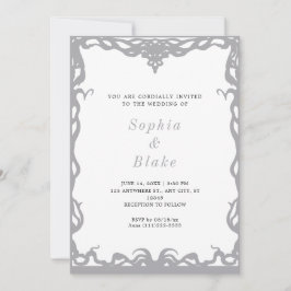 Elegant-minimalistisch zilver en wittekenweddensch kaart