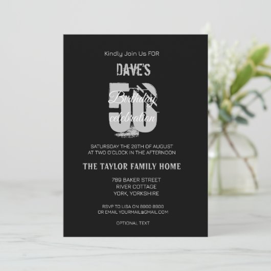 Elegant minimalistisch zwart 50th any Birthday Kaart (Staand voorkant)