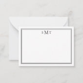 Elegant minimalistisch zwart drielettermonogram notitiekaartje (Voorkant)