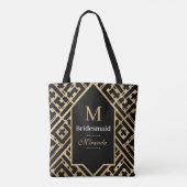Elegant minimalistisch zwart en goud custom monogr tote bag (Achterkant)