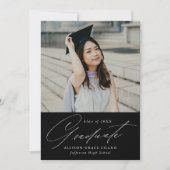 Elegant Minimalistisch zwart foto-Afstuderen Aankondiging (Voorkant)
