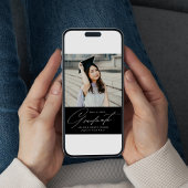 Elegant Minimalistisch zwart foto-Afstuderen Aankondiging