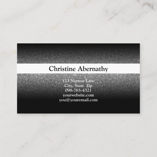 Elegant minimalistisch zwart Glitter Ombre QR-code Visitekaartje (Achterkant)