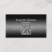 Elegant minimalistisch zwart Glitter Ombre QR-code Visitekaartje (Voorkant)