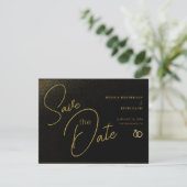 Elegant minimalistisch zwart & Gold Save-the-Date Save The Date (Staand voorkant)