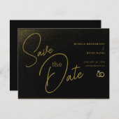 Elegant minimalistisch zwart & Gold Save-the-Date Save The Date (Voorkant / Achterkant)