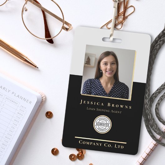 Elegant Minimalistisch Zwart Goud Foto Logo QR cod Badge