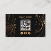 Elegant Minimalistisch Zwart Goud Haarstylist QR C Visitekaartje (Achterkant)