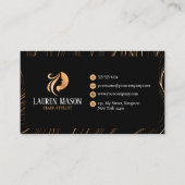 Elegant Minimalistisch Zwart Goud Haarstylist QR C Visitekaartje (Voorkant)