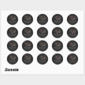 Elegant minimalistisch zwart huwelijk bewaart de d ronde sticker (Vel)