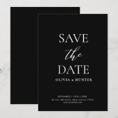 Elegant minimalistisch zwart kalligrafie save the date (Voorkant / Achterkant)