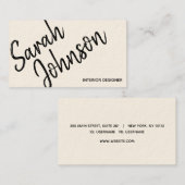 Elegant minimalistisch zwart kalligrafiemsteen visitekaartje (Voorkant / Achterkant)