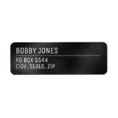 Elegant minimalistisch zwart metallic retouradres etiket (Voorkant)