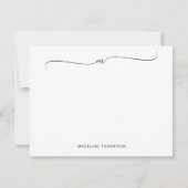 Elegant minimalistisch zwart monogram kalligrafie notitiekaartje (Voorkant)