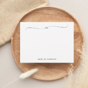 Elegant minimalistisch zwart monogram kalligrafie notitiekaartje