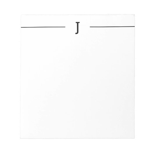 Elegant minimalistisch zwart monogram - witte lapt notitieblok (Voorkant)