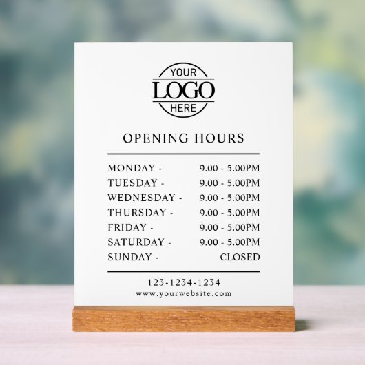 Elegant minimalistisch zwart | Openingstijden van  Acryl Bord (Neutraal)