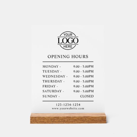 Elegant minimalistisch zwart | Openingstijden van Acryl Bord (Voorkant)
