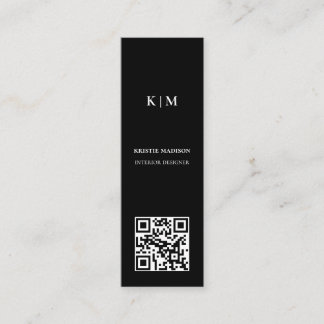 Elegant Minimalistisch Zwart QR code Interieur Des Mini Visitekaartje