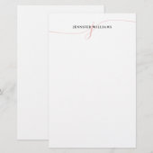 Elegant minimalistisch zwart-roze monogram van het briefpapier (Voorkant / Achterkant)