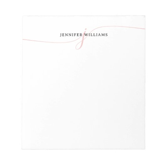 Elegant minimalistisch zwart-roze monogram van het notitieblok (Voorkant)