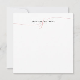 Elegant minimalistisch zwart-roze monogram van het notitiekaartje