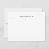 Elegant minimalistisch zwart-roze monogram van het notitiekaartje (Voorkant)