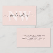 Elegant minimalistisch zwart-roze monogram visitekaartje (Voorkant / Achterkant)