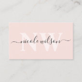 Elegant minimalistisch zwart-roze monogram visitekaartje (Voorkant)