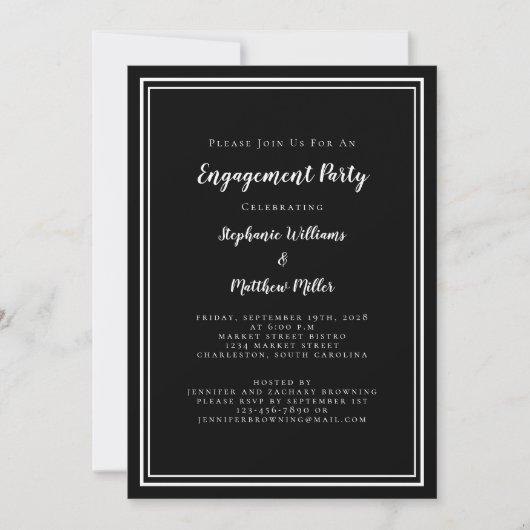 Elegant minimalistisch zwart Script Engagement Par Kaart (Voorkant)