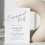 Elegant minimalistisch zwart Script Engagement Par Kaart<br><div class="desc">Moderne Elegant Minimalist Script Calligraphy Engagement Party met White Background</div>