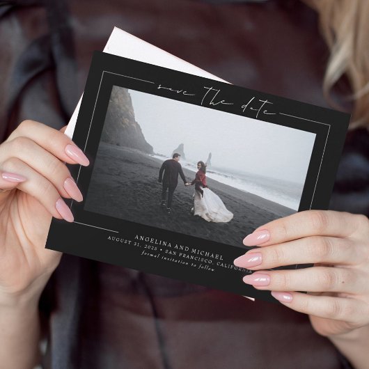Elegant minimalistisch zwart sparen de Datum Foto Save The Date