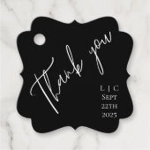 Elegant minimalistisch zwart, waterverf Dank u Bedankjes Labels (Voorkant)