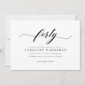 Elegant minimalistisch zwart wit 40e verjaardagsfe kaart (Voorkant)