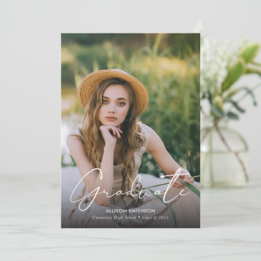 Elegant minimalistisch zwart wit Afstuderen Kaart (Staand voorkant)